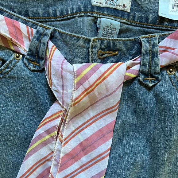 SO Wear it Declare it jeans with scarf belt; new with tag; size 7 juniors - Picture 4 of 5
